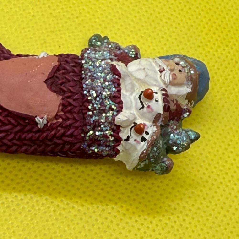 Vintage Collectible Plaster Resin Hand Decorated Christmas Stocking Brooch - Picture 3 of 7